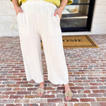 Linen Scalloped Pants - Natural-400 Pants-ALLIE ROSE-July & June Women's Fashion Boutique Located in San Antonio, Texas