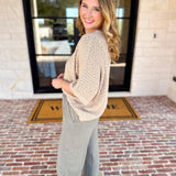 Asymmetrical Knit Sweater Top - Taupe-230 Sweaters/Cardis-RAE MODE-July & June Women's Fashion Boutique Located in San Antonio, Texas