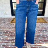 Vervet - Mid Rise Dark Wash Wide Leg Jeans-400 Pants-VEVERT BY FLYING MONKEY-July & June Women's Fashion Boutique Located in San Antonio, Texas