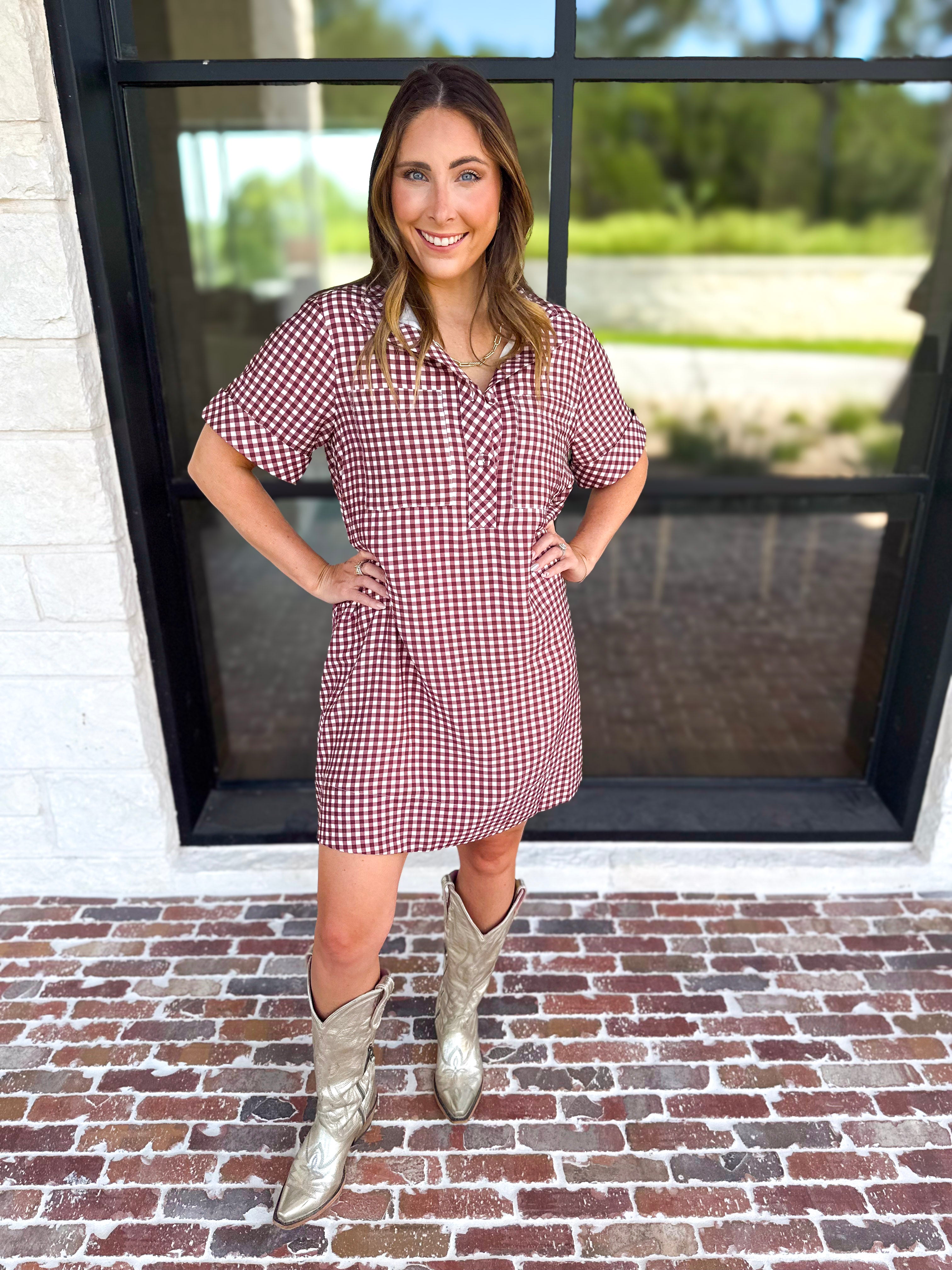 Fall Transition Mini Dress - Red Bean-510 Mini-ENTRO-July & June Women's Fashion Boutique Located in San Antonio, Texas