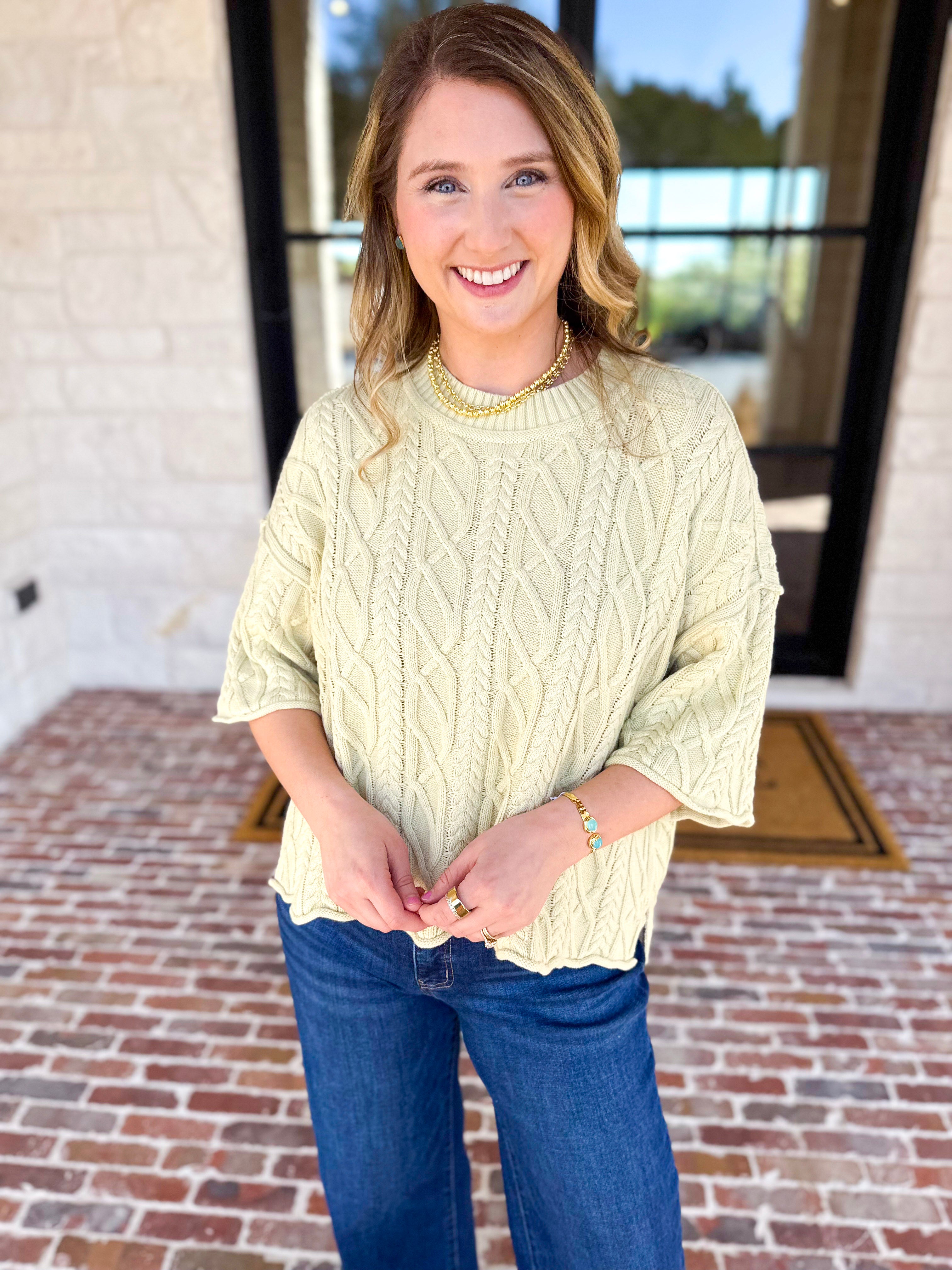 The Bailee Sweater Top - Kiwi-230 Sweaters/Cardis-RAE MODE-July & June Women's Fashion Boutique Located in San Antonio, Texas