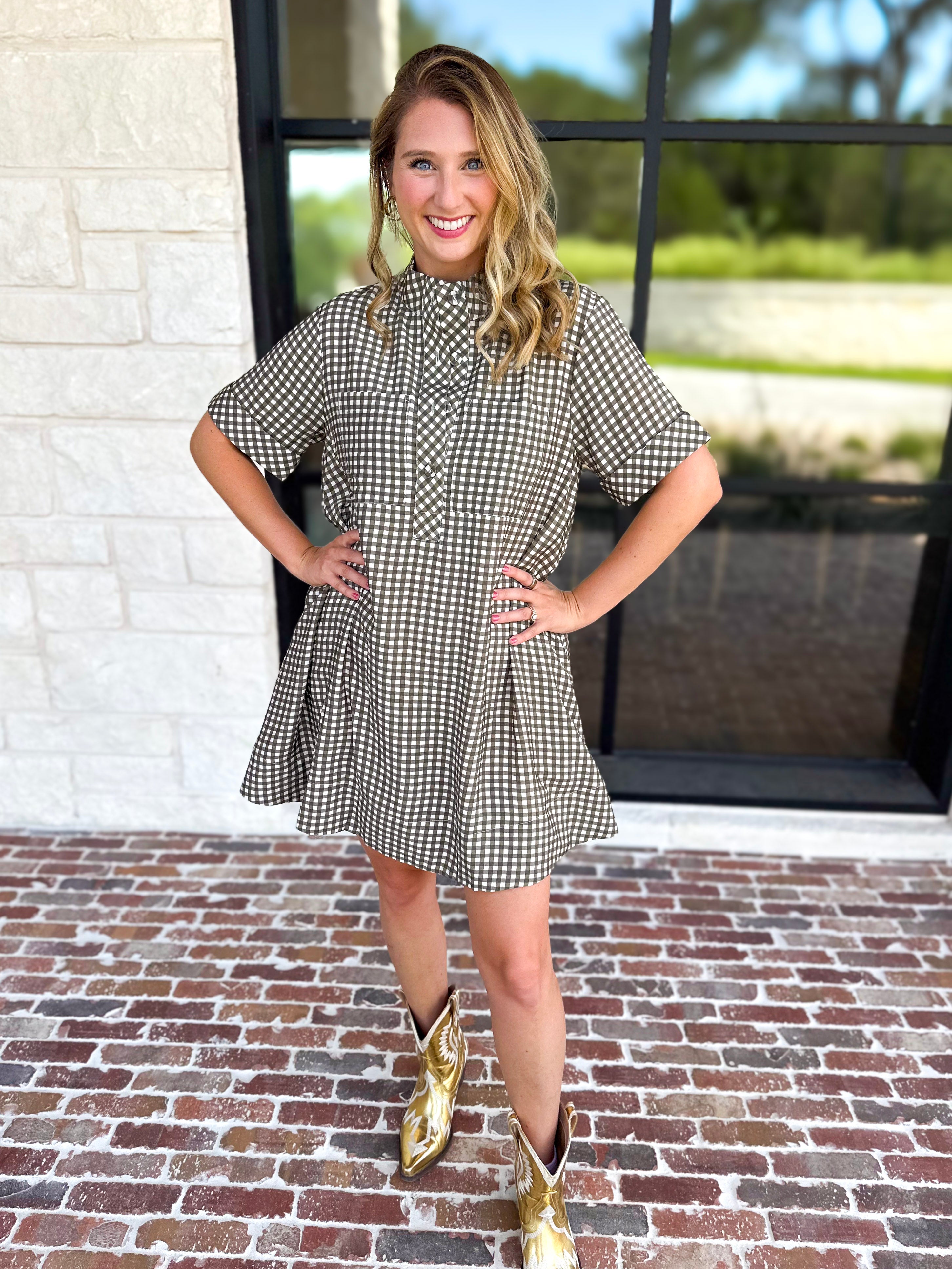 Fall Transition Mini Dress - Olive-510 Mini-ENTRO-July & June Women's Fashion Boutique Located in San Antonio, Texas
