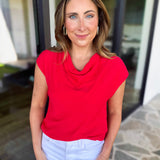 Current Air - Cowl Neck Blouse - Red-200 Fashion Blouses-CURRENT AIR CLOTHING-July & June Women's Fashion Boutique Located in San Antonio, Texas