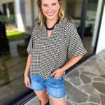 August Gingham Blouse - Black-200 Fashion Blouses-OLIVACEOUS-July & June Women's Fashion Boutique Located in San Antonio, Texas