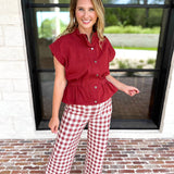 Worn Well Zip-Up Top - Brick-200 Fashion Blouses-ENTRO-July & June Women's Fashion Boutique Located in San Antonio, Texas