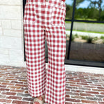 Gingham Comfy Pants - Rusty Red-400 Pants-ENTRO-July & June Women's Fashion Boutique Located in San Antonio, Texas