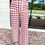 Gingham Comfy Pants - Rusty Red-400 Pants-ENTRO-July & June Women's Fashion Boutique Located in San Antonio, Texas