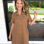 Polka Dot Athletic Mini Dress - Carmel-510 Mini-ENTRO-July & June Women's Fashion Boutique Located in San Antonio, Texas