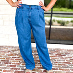 Current Air - Comfy Trouser Denim Pants-400 Pants-CURRENT AIR CLOTHING-July & June Women's Fashion Boutique Located in San Antonio, Texas