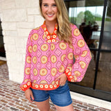 The Retro Pink Blouse-200 Fashion Blouses-FATE-July & June Women's Fashion Boutique Located in San Antonio, Texas