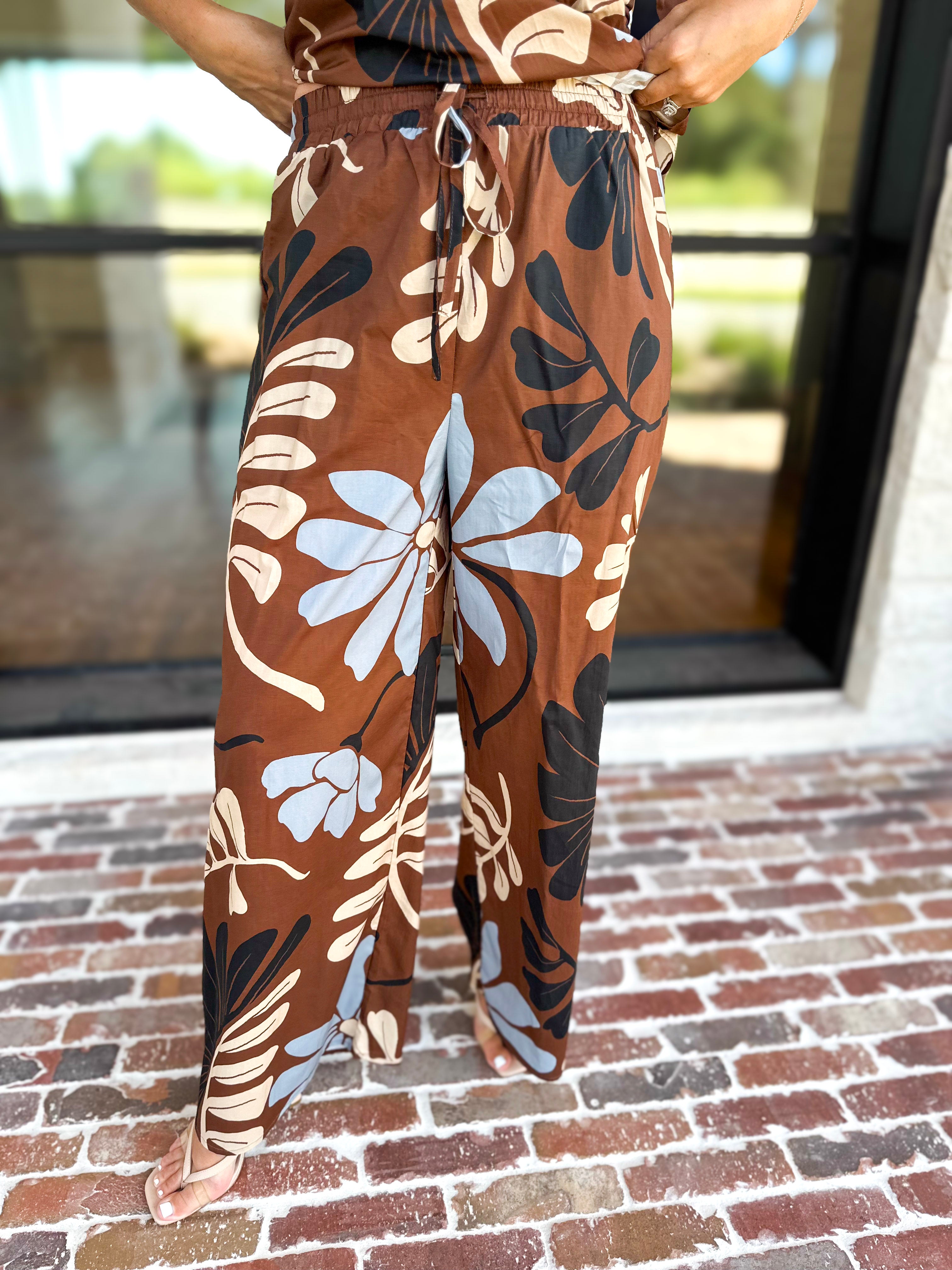 Sunset Floral Set - Brown-500 Midi-ENTRO-July & June Women's Fashion Boutique Located in San Antonio, Texas