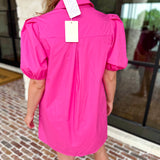 Flirty Embroidered Mini Dress - Hot Pink-510 Mini-ENTRO-July & June Women's Fashion Boutique Located in San Antonio, Texas