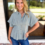 Living Life Gingham Top - Coco Sky-200 Fashion Blouses-ENTRO-July & June Women's Fashion Boutique Located in San Antonio, Texas