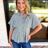 Living Life Gingham Top - Coco Sky-200 Fashion Blouses-ENTRO-July & June Women's Fashion Boutique Located in San Antonio, Texas