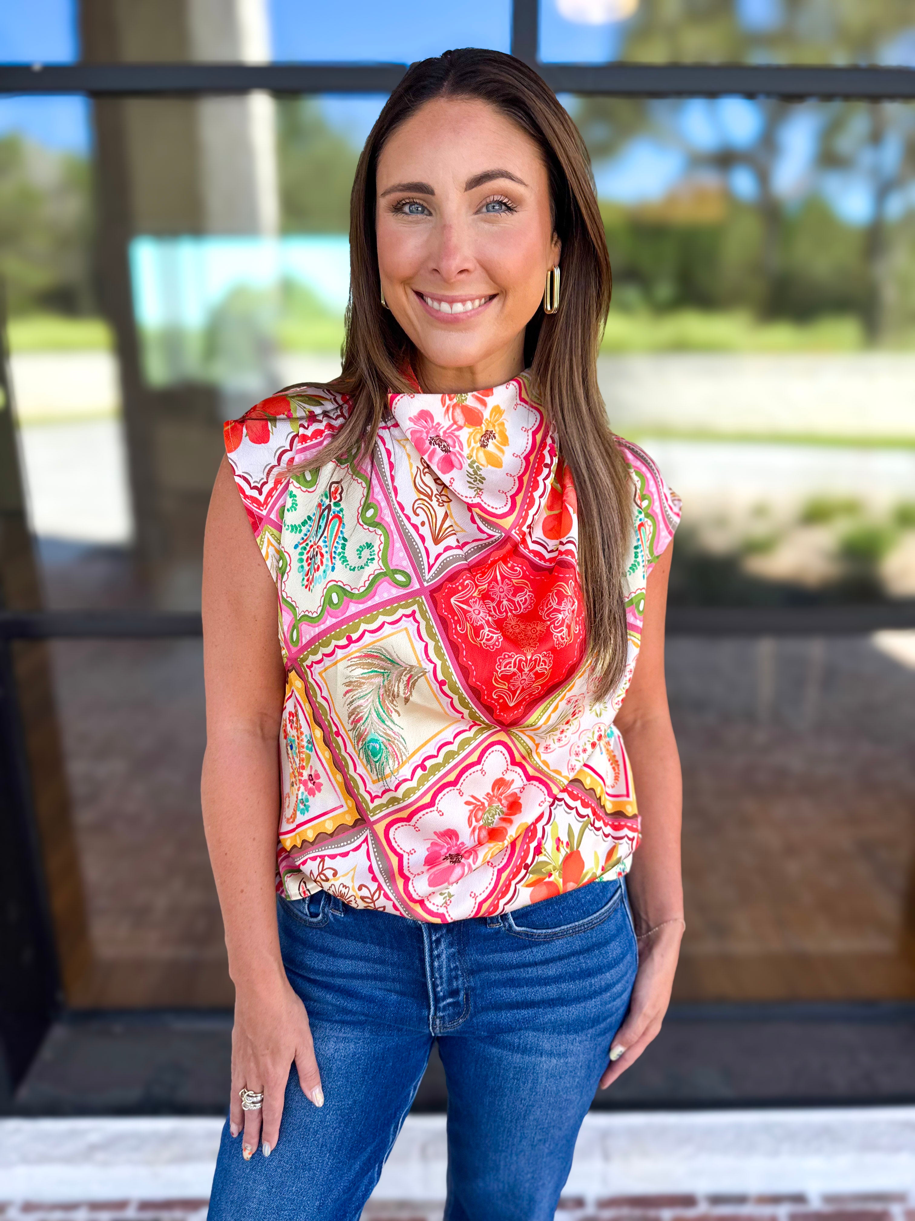 THML - Main Character Satin Blouse-200 Fashion Blouses-THML-July & June Women's Fashion Boutique Located in San Antonio, Texas