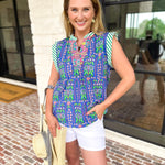 THML - Mixed Print Abstract Blouse-200 Fashion Blouses-THML-July & June Women's Fashion Boutique Located in San Antonio, Texas