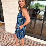 Retro Blue Floral Denim Mini Dress-510 Mini-ENTRO-July & June Women's Fashion Boutique Located in San Antonio, Texas