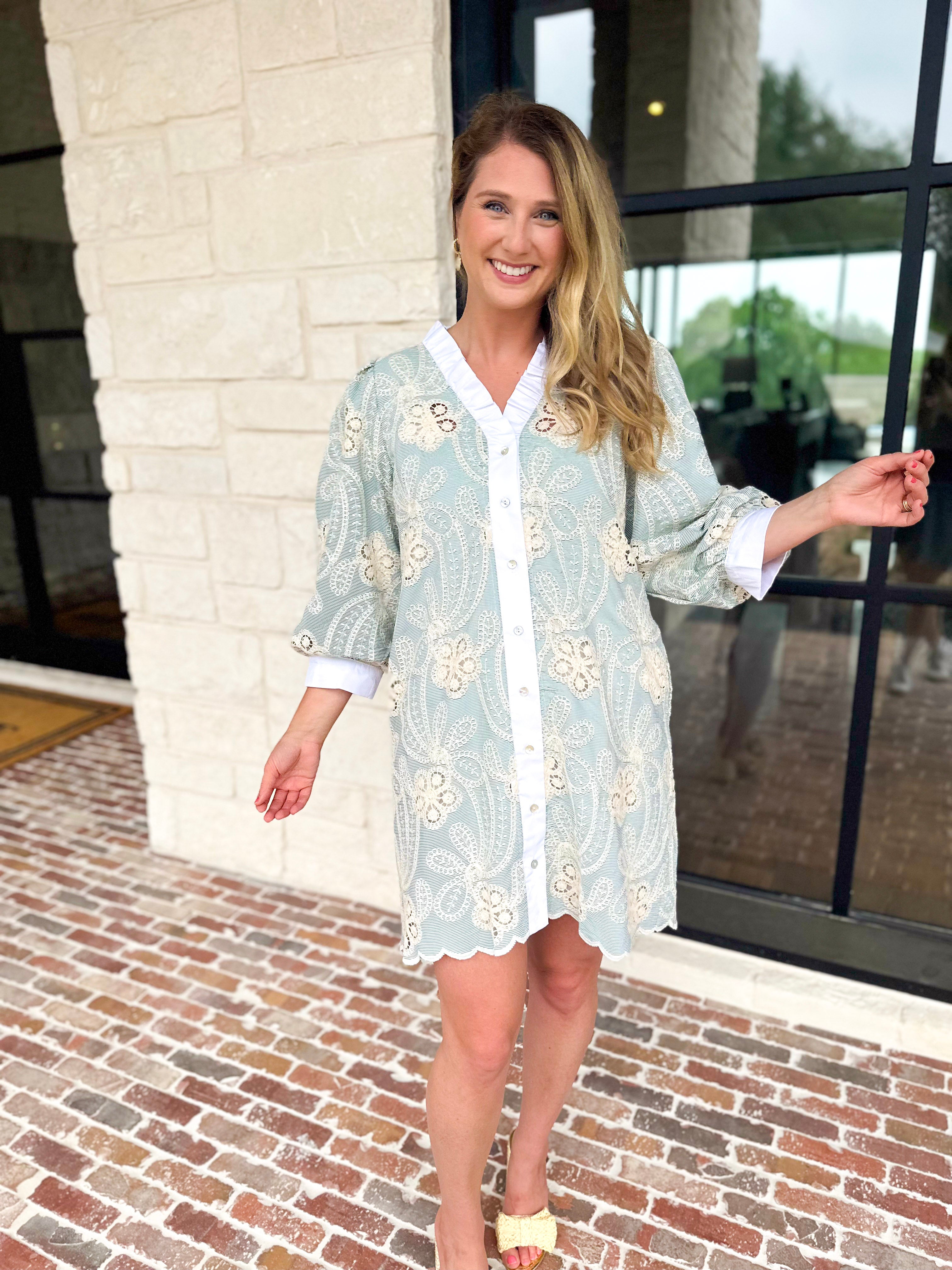 Sage Crochet Mini Dress-510 Mini-JODIFL-July & June Women's Fashion Boutique Located in San Antonio, Texas