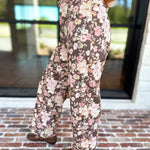 Fall Floral Denim Pants - Brown-400 Pants-ENTRO-July & June Women's Fashion Boutique Located in San Antonio, Texas