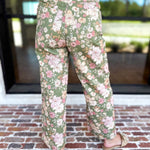 Fall Floral Denim Pants - Olive-400 Pants-ENTRO-July & June Women's Fashion Boutique Located in San Antonio, Texas