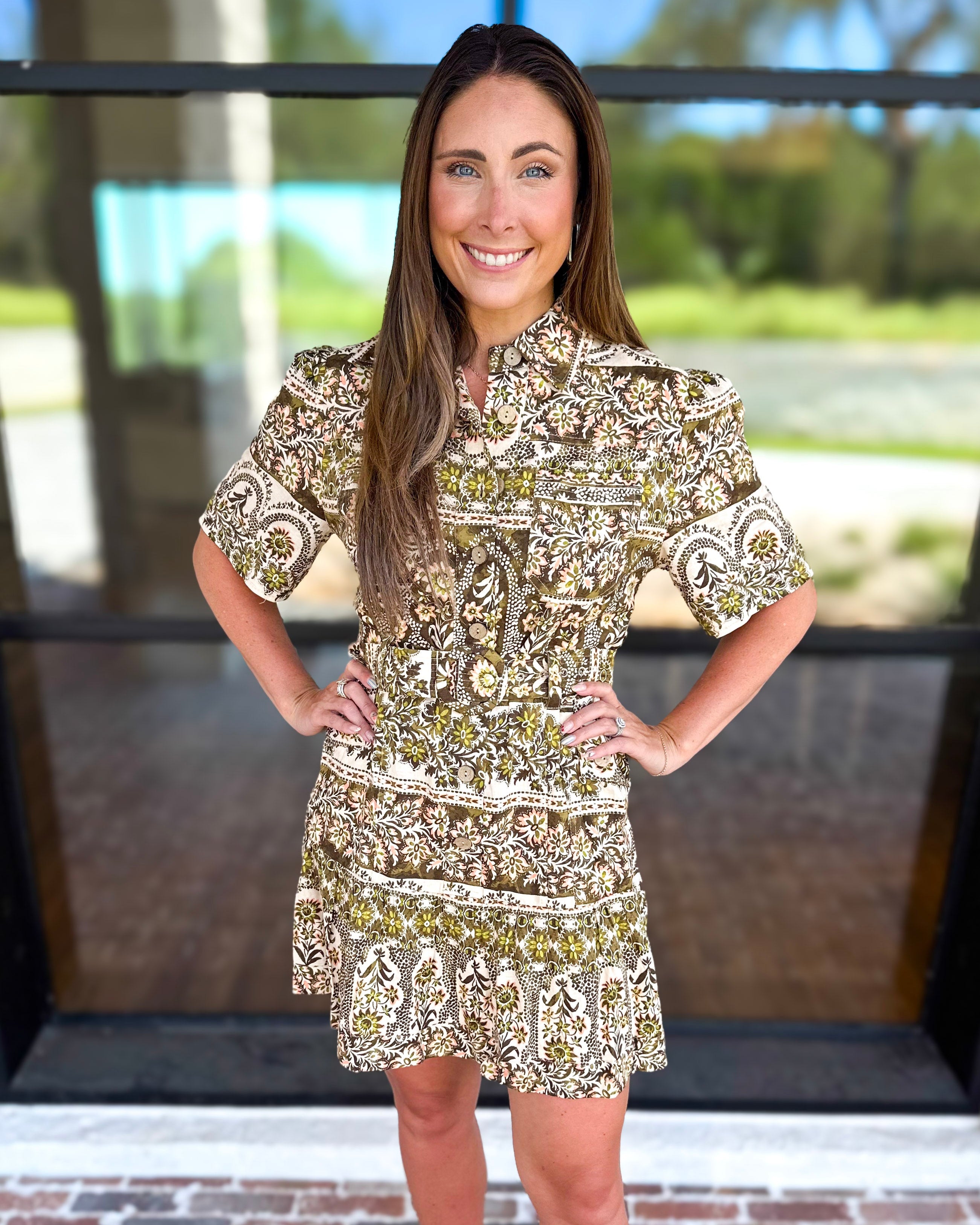 Fall Flora Belted Mini Dress-510 Mini-OLIVACEOUS-July & June Women's Fashion Boutique Located in San Antonio, Texas