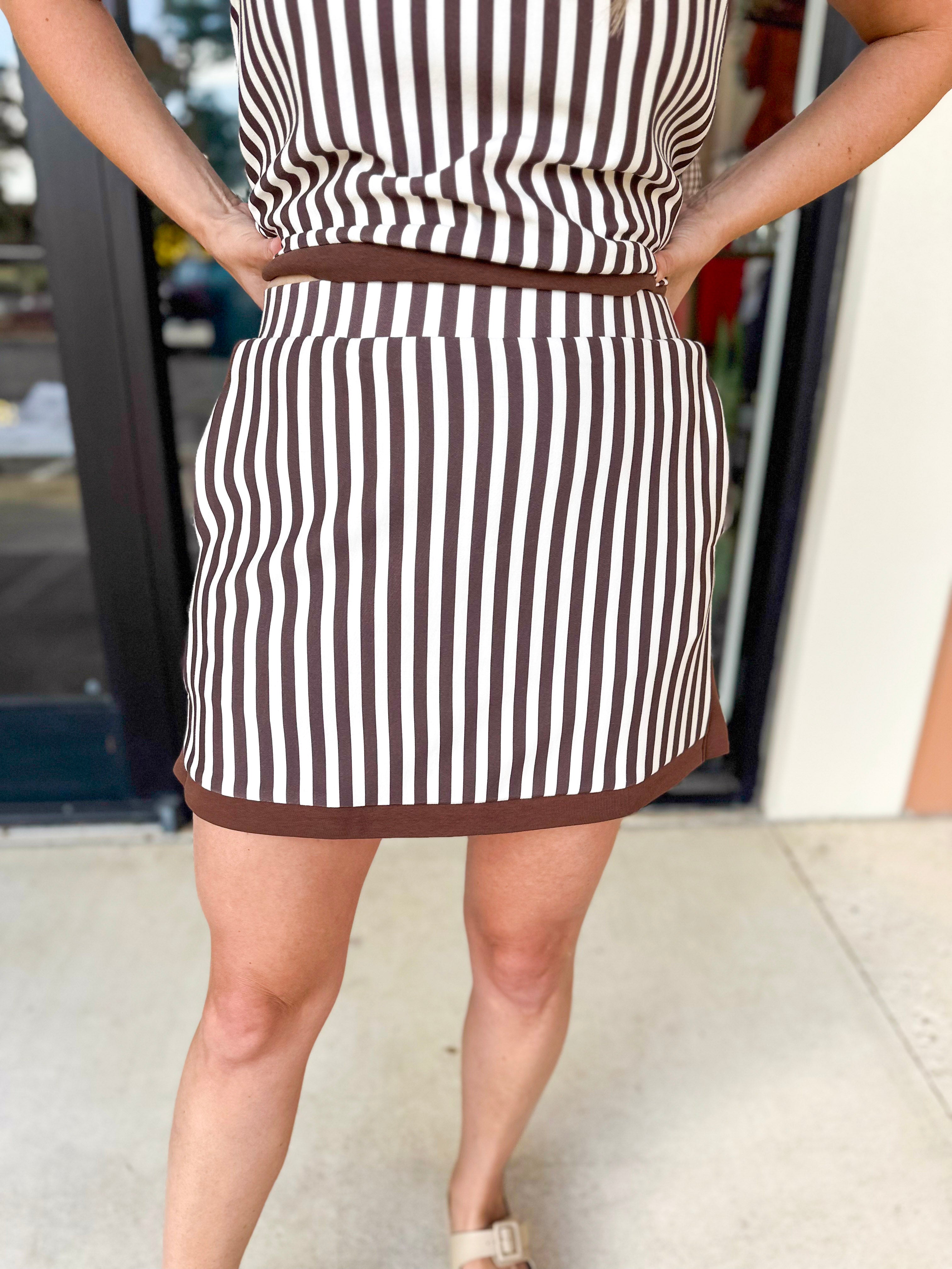 On The Go Striped Set - Brown-300 Athleisure/Lounge-ENTRO-July & June Women's Fashion Boutique Located in San Antonio, Texas