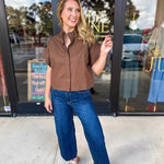 Chic Boxy Blouse - Brown-200 Fashion Blouses-ENTRO-July & June Women's Fashion Boutique Located in San Antonio, Texas