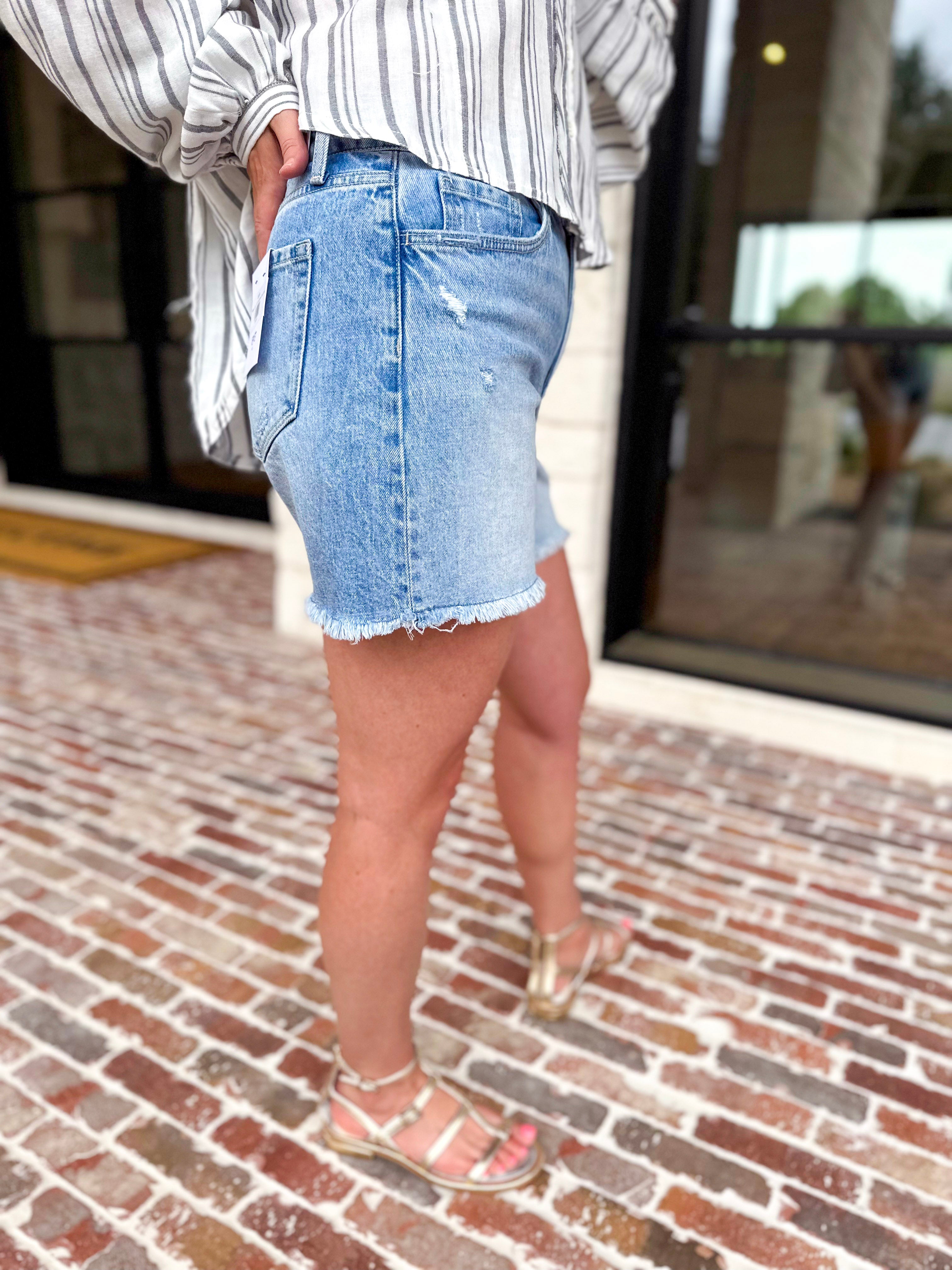 Vervet - High Rise Boyfriend Denim Shorts-410 Shorts/Skirts-VEVERT BY FLYING MONKEY-July & June Women's Fashion Boutique Located in San Antonio, Texas