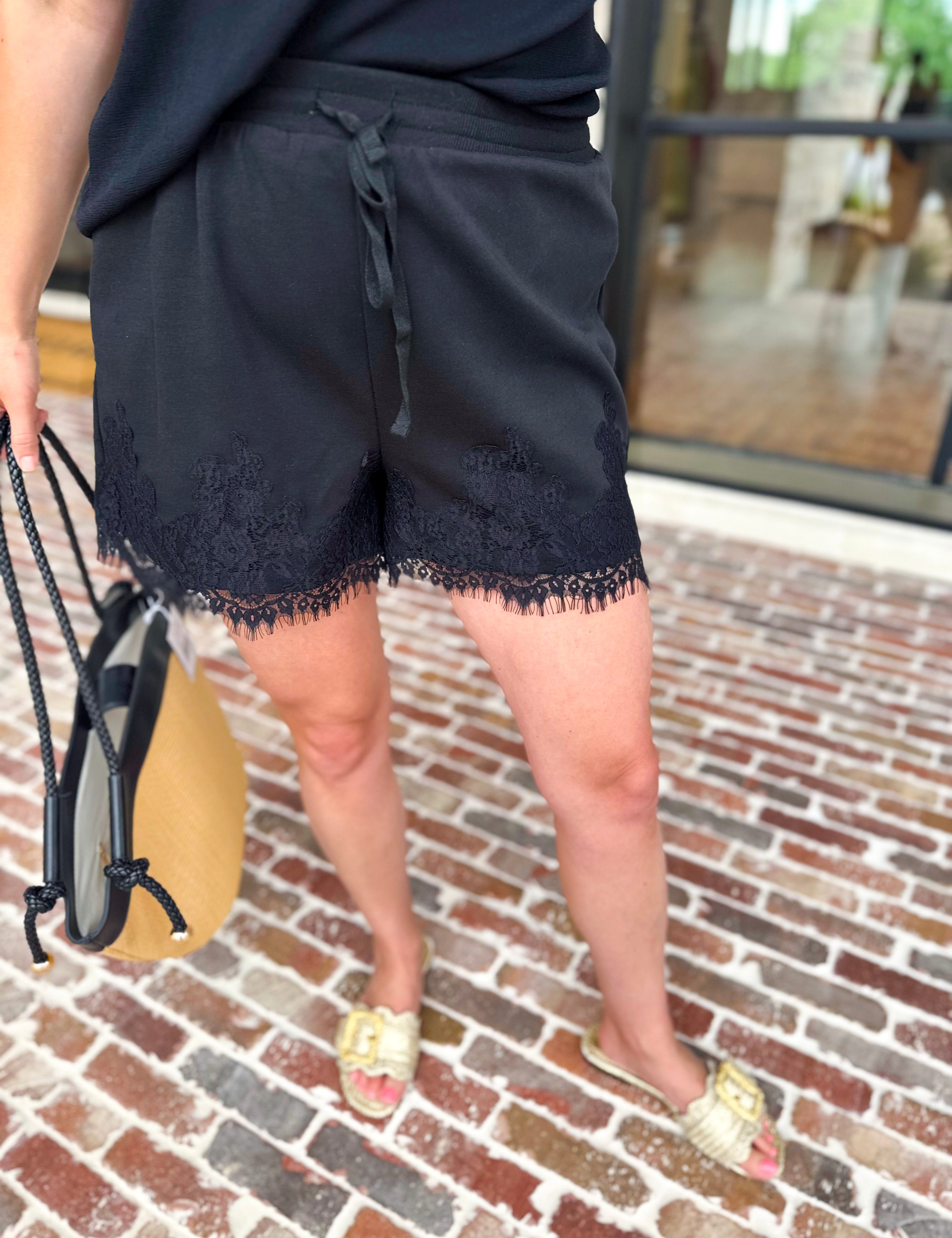 The Modern Lace Shorts - Black-410 Shorts/Skirts-ENTRO-July & June Women's Fashion Boutique Located in San Antonio, Texas
