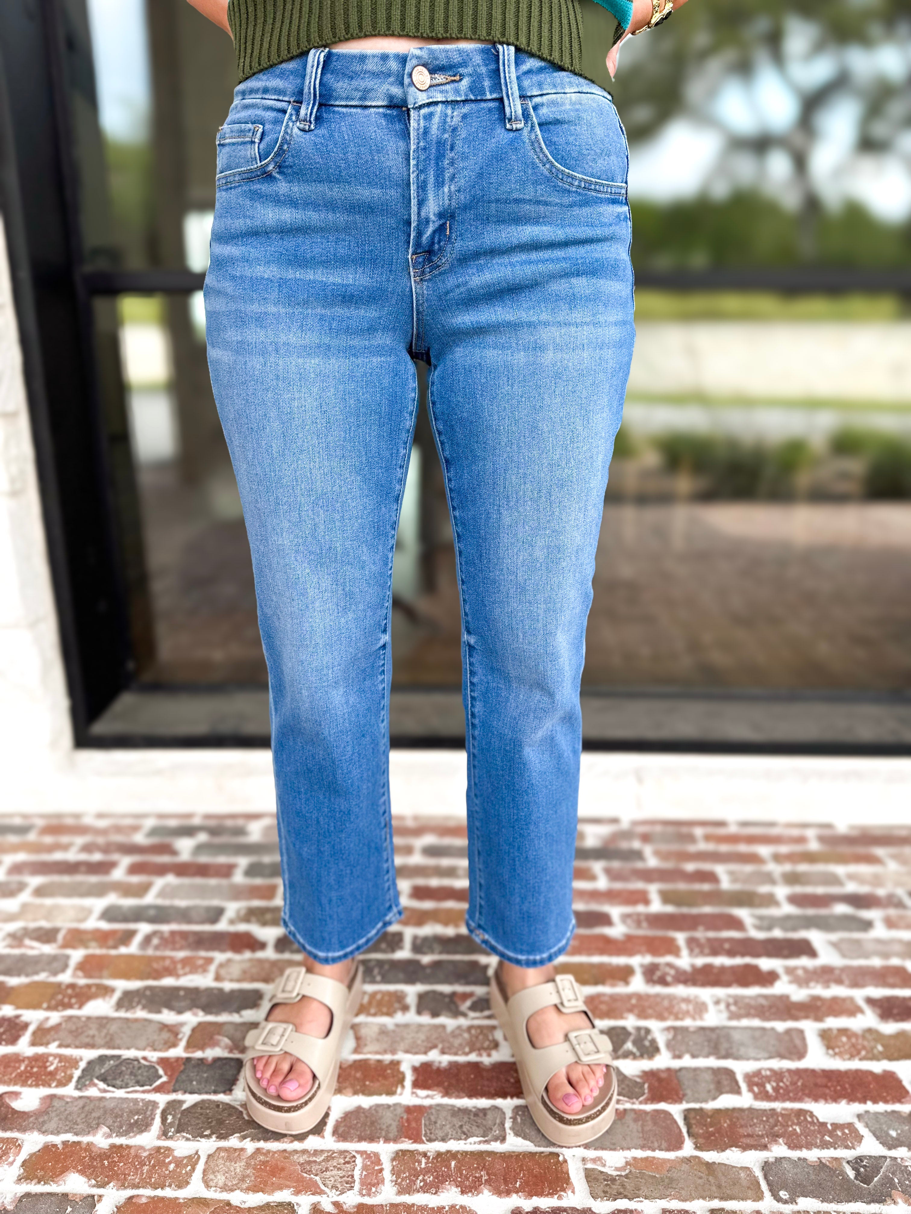Vervet - Mid Rise Straight Leg Jeans-420 Denim-VEVERT BY FLYING MONKEY-July & June Women's Fashion Boutique Located in San Antonio, Texas