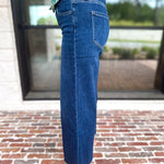 Vervet - High Rise Dark Trouser Style Jeans-420 Denim-VEVERT BY FLYING MONKEY-July & June Women's Fashion Boutique Located in San Antonio, Texas