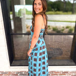 Carried Away Midi Dress - Turquoise-500 Midi-ENTRO-July & June Women's Fashion Boutique Located in San Antonio, Texas
