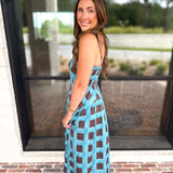 Carried Away Midi Dress - Turquoise-500 Midi-ENTRO-July & June Women's Fashion Boutique Located in San Antonio, Texas