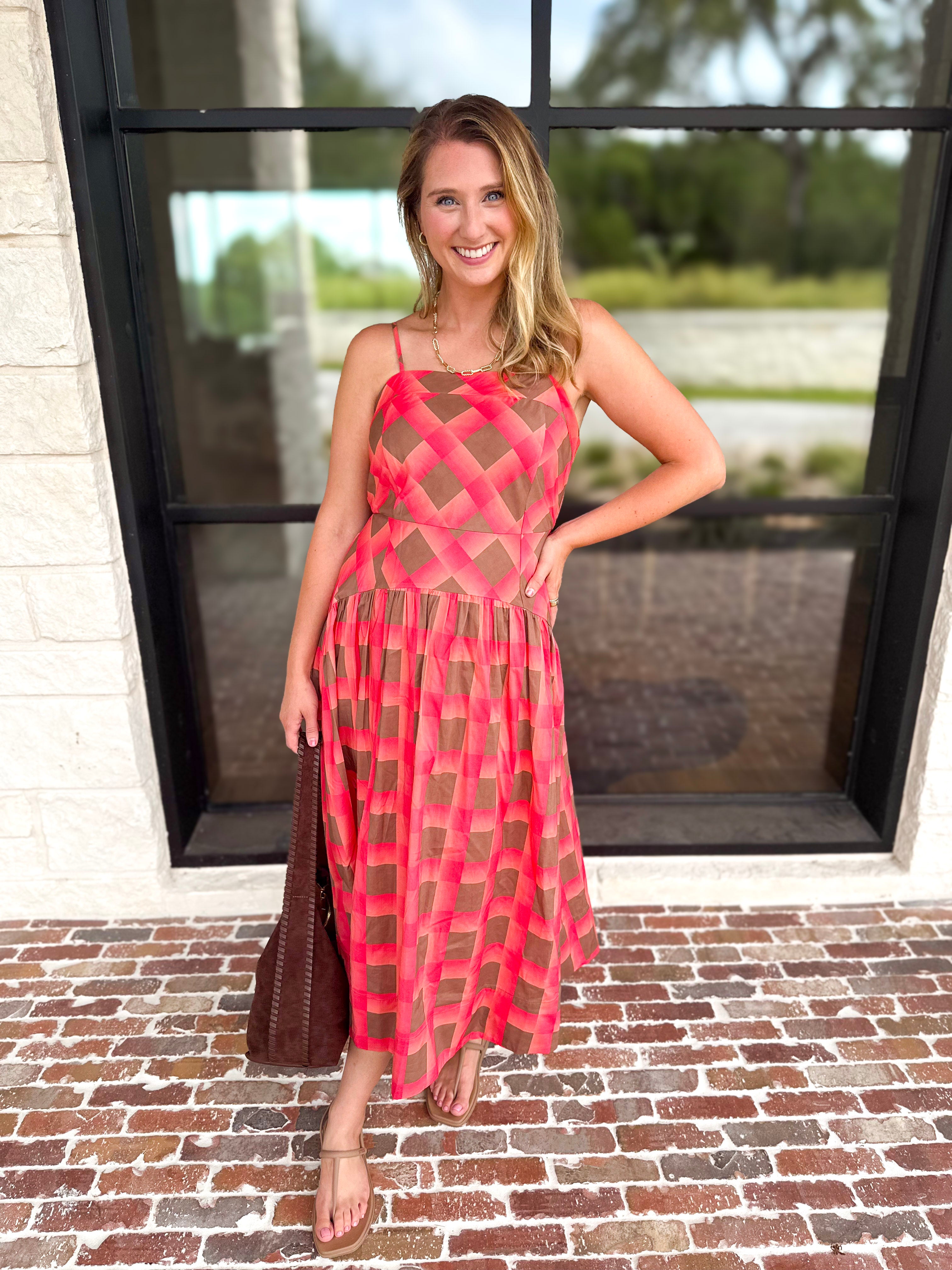 Carried Away Midi Dress - Coral-500 Midi-ENTRO-July & June Women's Fashion Boutique Located in San Antonio, Texas