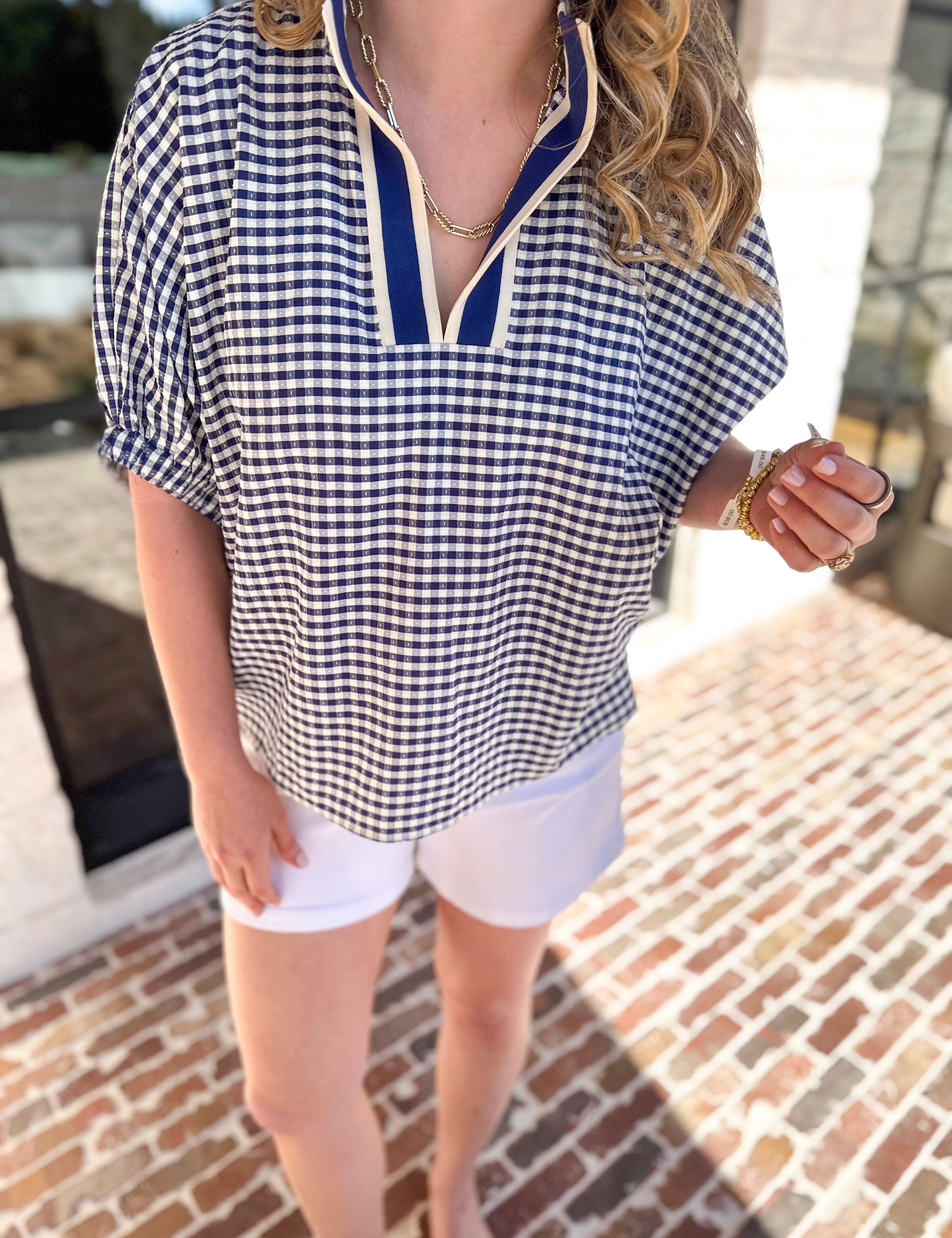 The Soft Statement Blouse - Navy-200 Fashion Blouses-ENTRO-July & June Women's Fashion Boutique Located in San Antonio, Texas