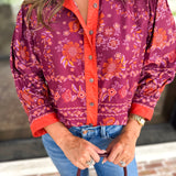 Spiced Plum Floral Blouse-200 Fashion Blouses-ENTRO-July & June Women's Fashion Boutique Located in San Antonio, Texas
