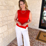 Current Air - Elevated Wrap Tank - Red-200 Fashion Blouses-CURRENT AIR CLOTHING-July & June Women's Fashion Boutique Located in San Antonio, Texas