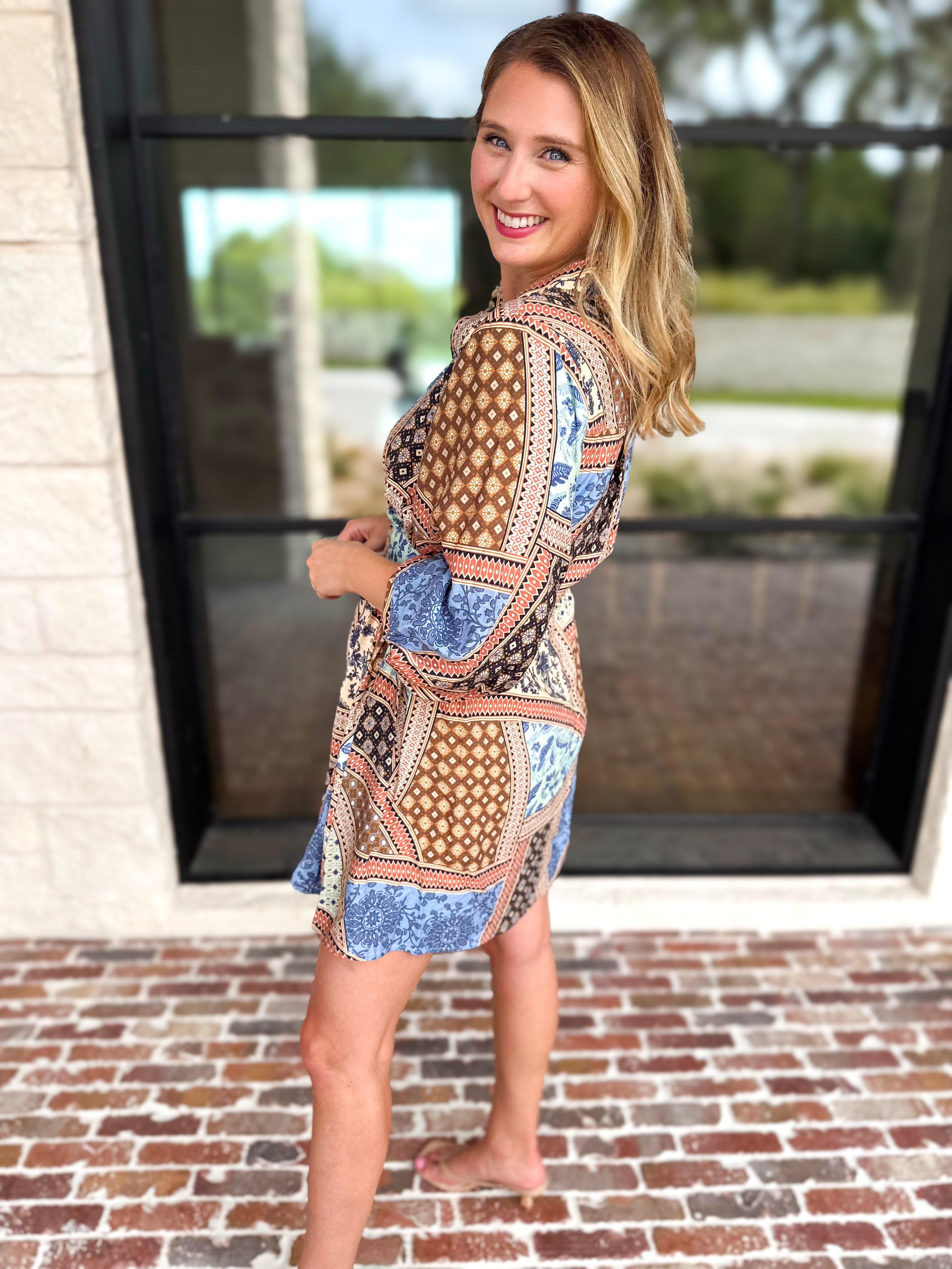 Effortless Mixed Print Mini Dress-510 Mini-ENTRO-July & June Women's Fashion Boutique Located in San Antonio, Texas