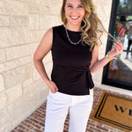 Current Air - Elevated Wrap Tank - Black-200 Fashion Blouses-CURRENT AIR CLOTHING-July & June Women's Fashion Boutique Located in San Antonio, Texas