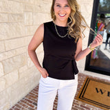 Current Air - Elevated Wrap Tank - Black-200 Fashion Blouses-CURRENT AIR CLOTHING-July & June Women's Fashion Boutique Located in San Antonio, Texas