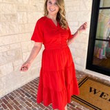 The Carrie Midi Dress - Red-500 Midi-IN FEBRUARY-July & June Women's Fashion Boutique Located in San Antonio, Texas
