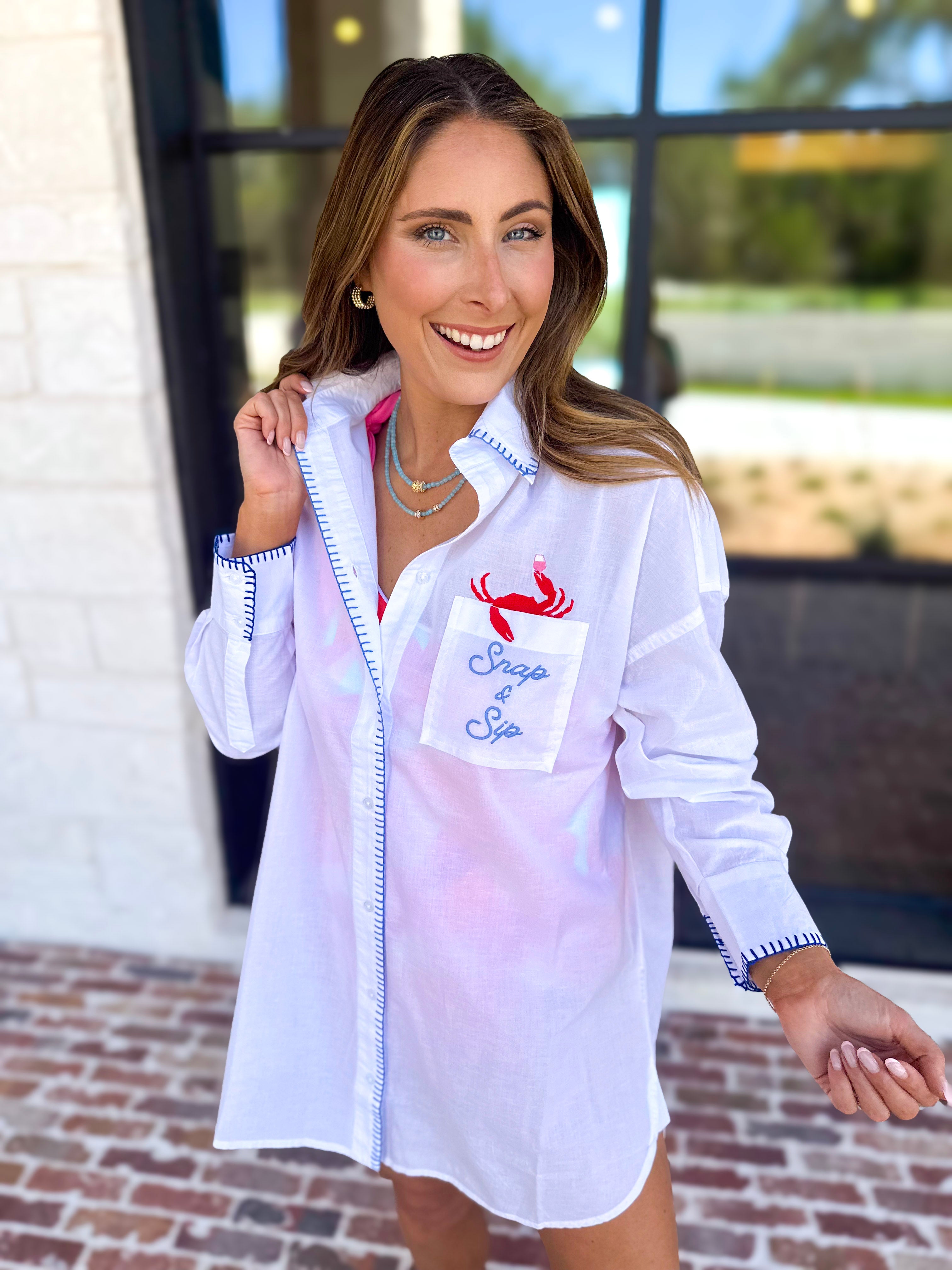 Button Down Cover Up - Snap & Sip-300 Athleisure/Lounge-SHIRALEAH-July & June Women's Fashion Boutique Located in San Antonio, Texas