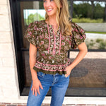 Forevermore Floral Blouse-200 Fashion Blouses-ENTRO-July & June Women's Fashion Boutique Located in San Antonio, Texas