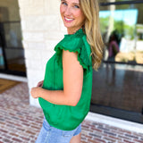 Current Air - Kelly Green Crochet Details Blouse-200 Fashion Blouses-CURRENT AIR CLOTHING-July & June Women's Fashion Boutique Located in San Antonio, Texas