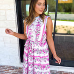 THML - Lillian Pink Floral Midi Dress-500 Midi-THML-July & June Women's Fashion Boutique Located in San Antonio, Texas