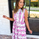 THML - Lillian Pink Floral Midi Dress-500 Midi-THML-July & June Women's Fashion Boutique Located in San Antonio, Texas