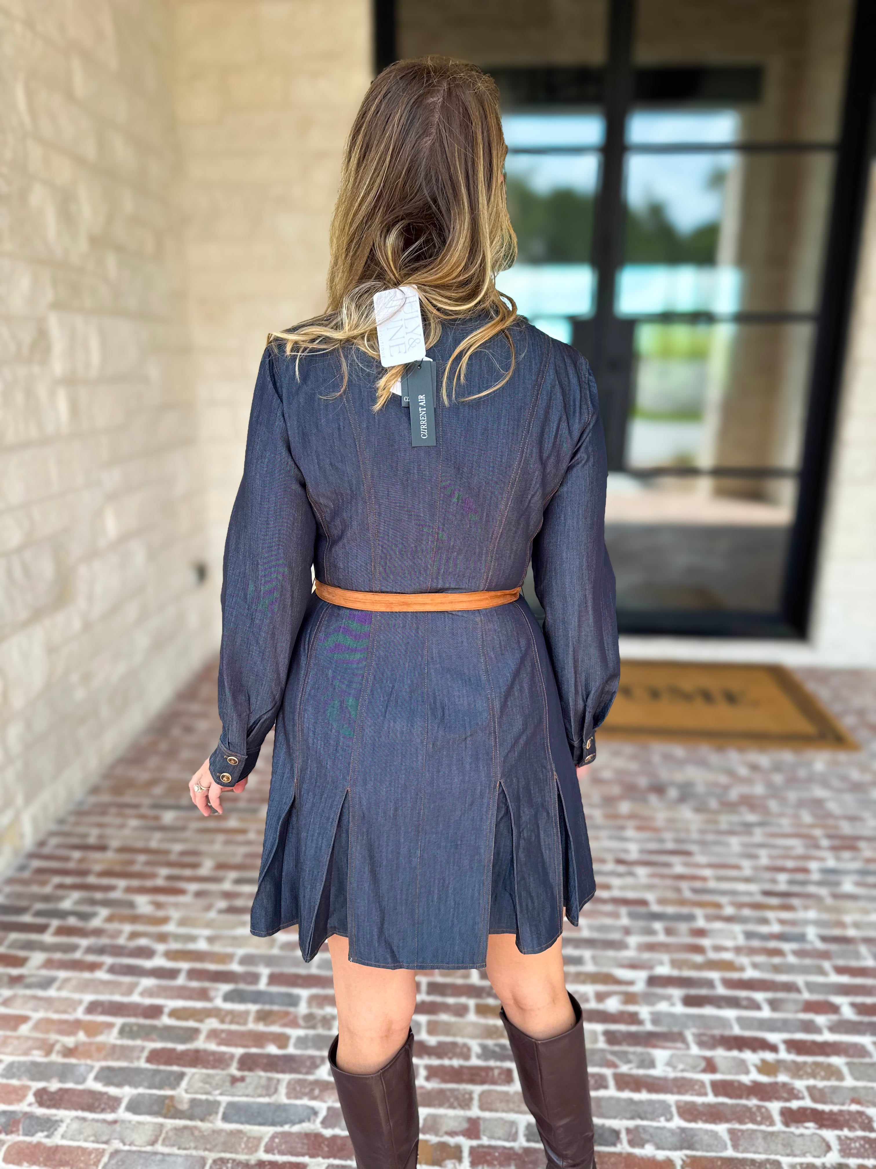 Current Air - Chic Denim Daydream Mini Dress-510 Mini-CURRENT AIR CLOTHING-July & June Women's Fashion Boutique Located in San Antonio, Texas