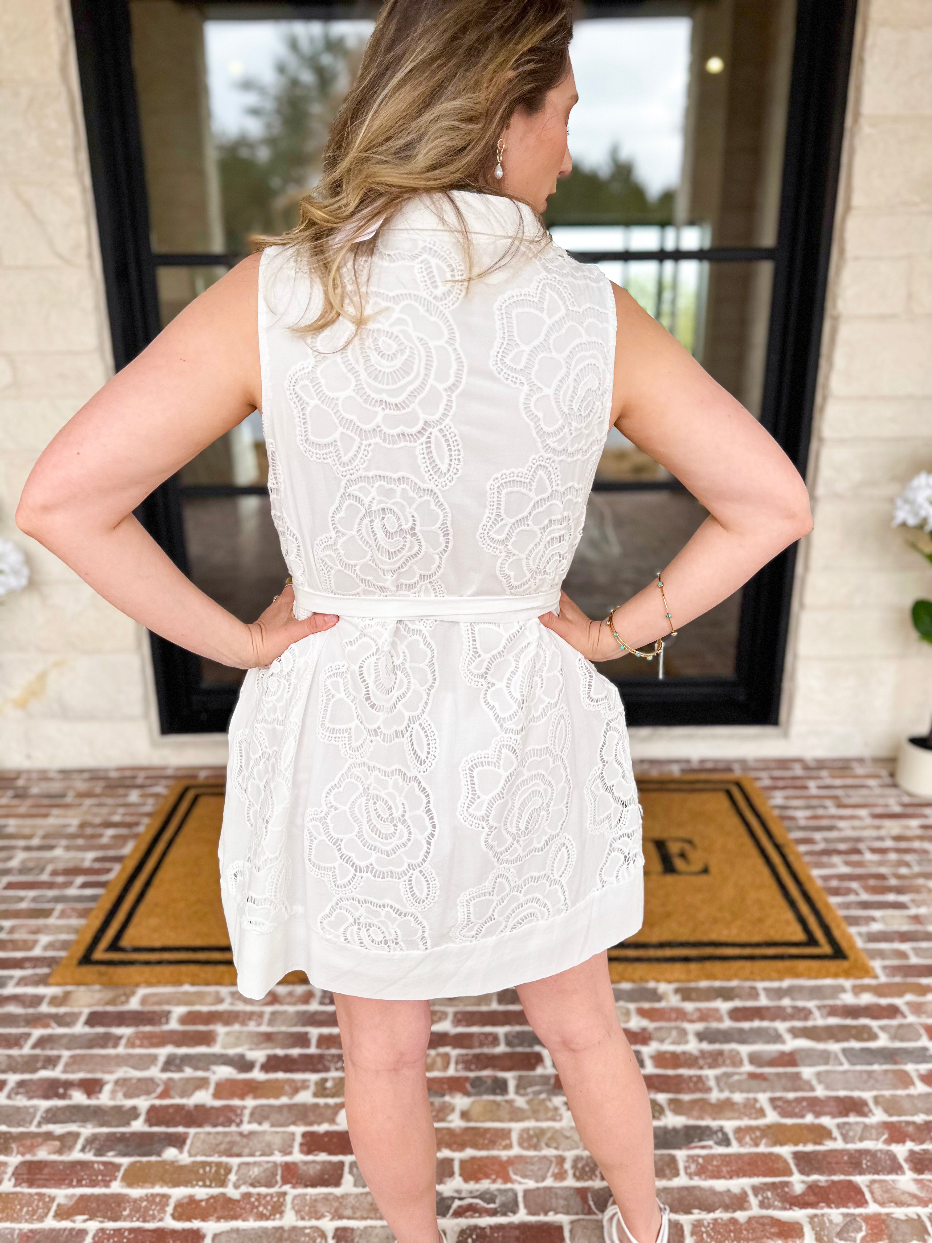 Smell The Roses Mini Dress - White-510 Mini-ENTRO-July & June Women's Fashion Boutique Located in San Antonio, Texas
