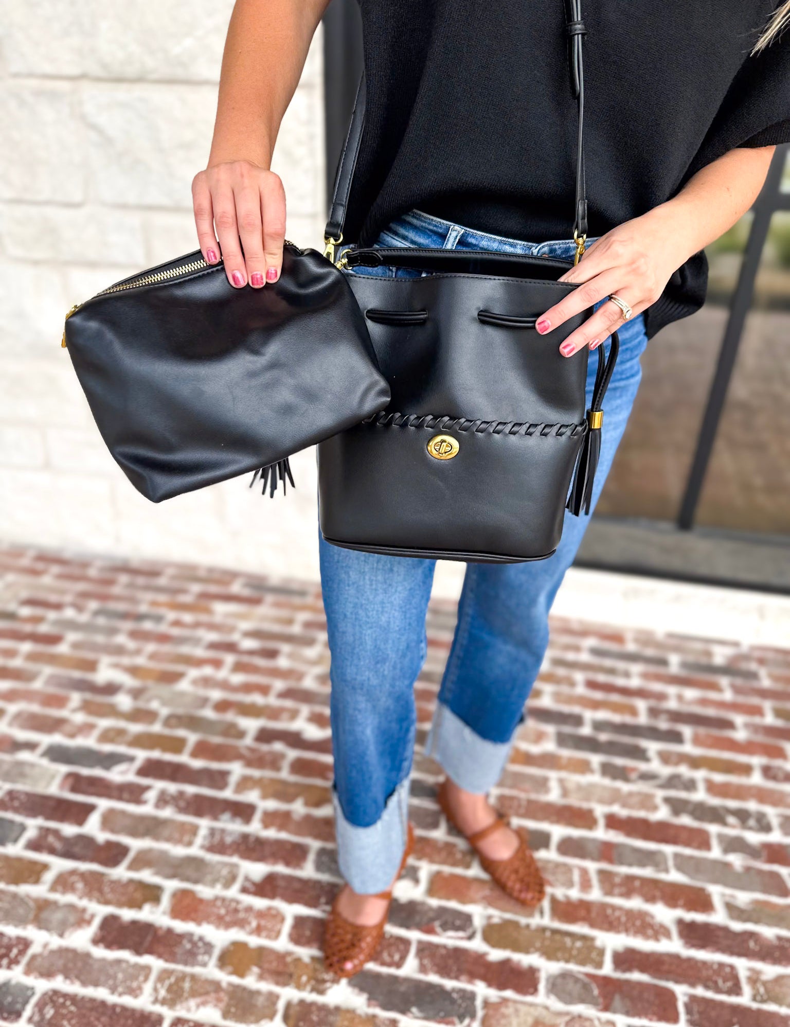 Janae Top Handle Bag - Black-130 Accessories-MELIE BIANCO-July & June Women's Fashion Boutique Located in San Antonio, Texas