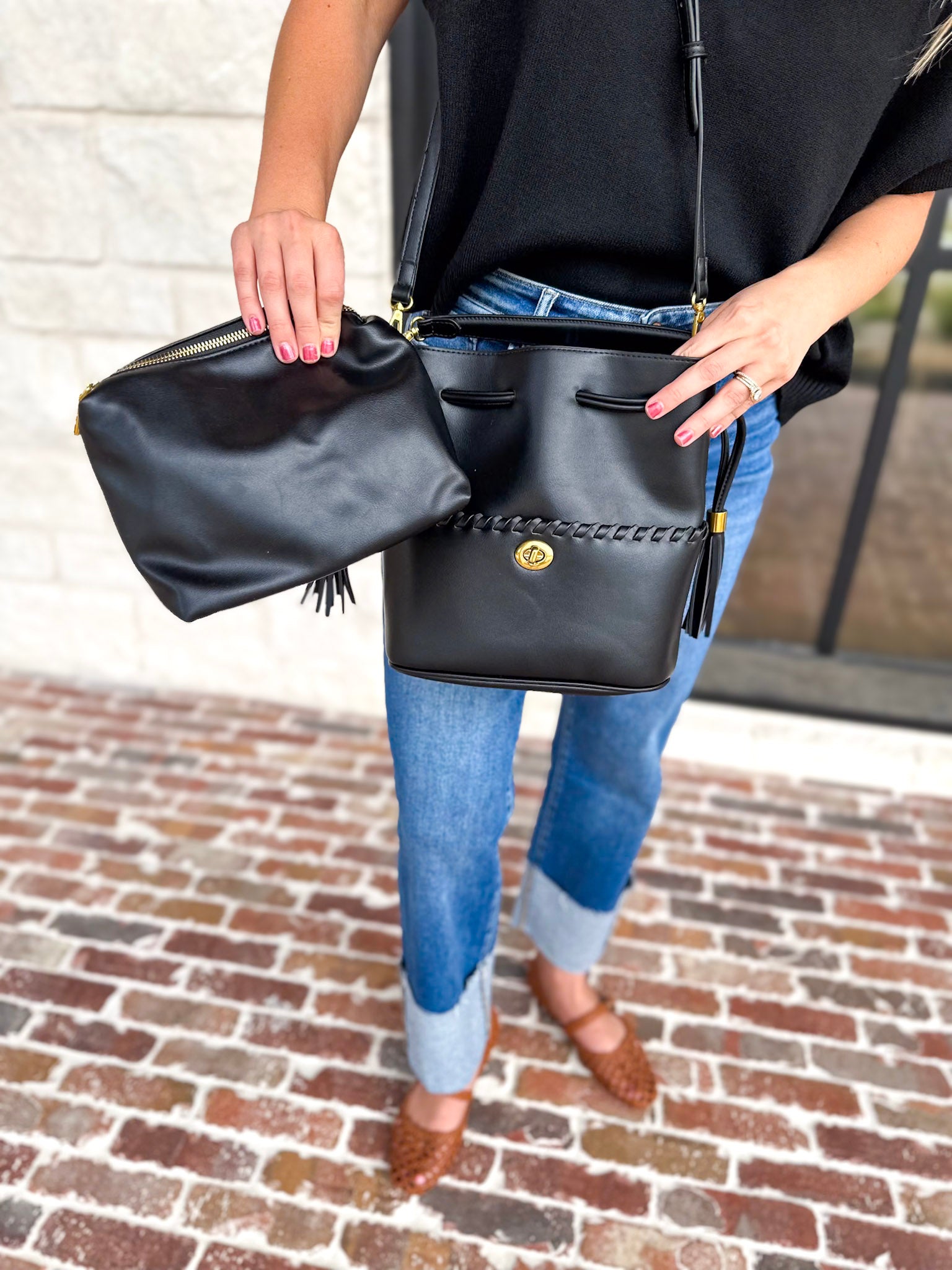 Janae Top Handle Bag - Black-130 Accessories-MELIE BIANCO-July & June Women's Fashion Boutique Located in San Antonio, Texas